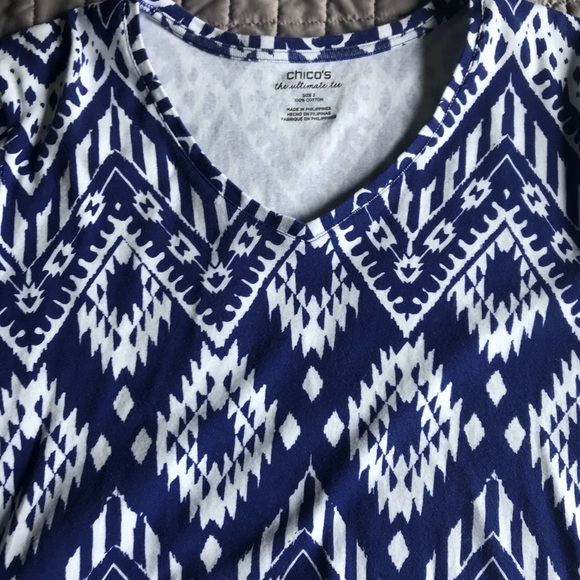 Chico’s blue and white very comfortable tee - Picture 3 of 3